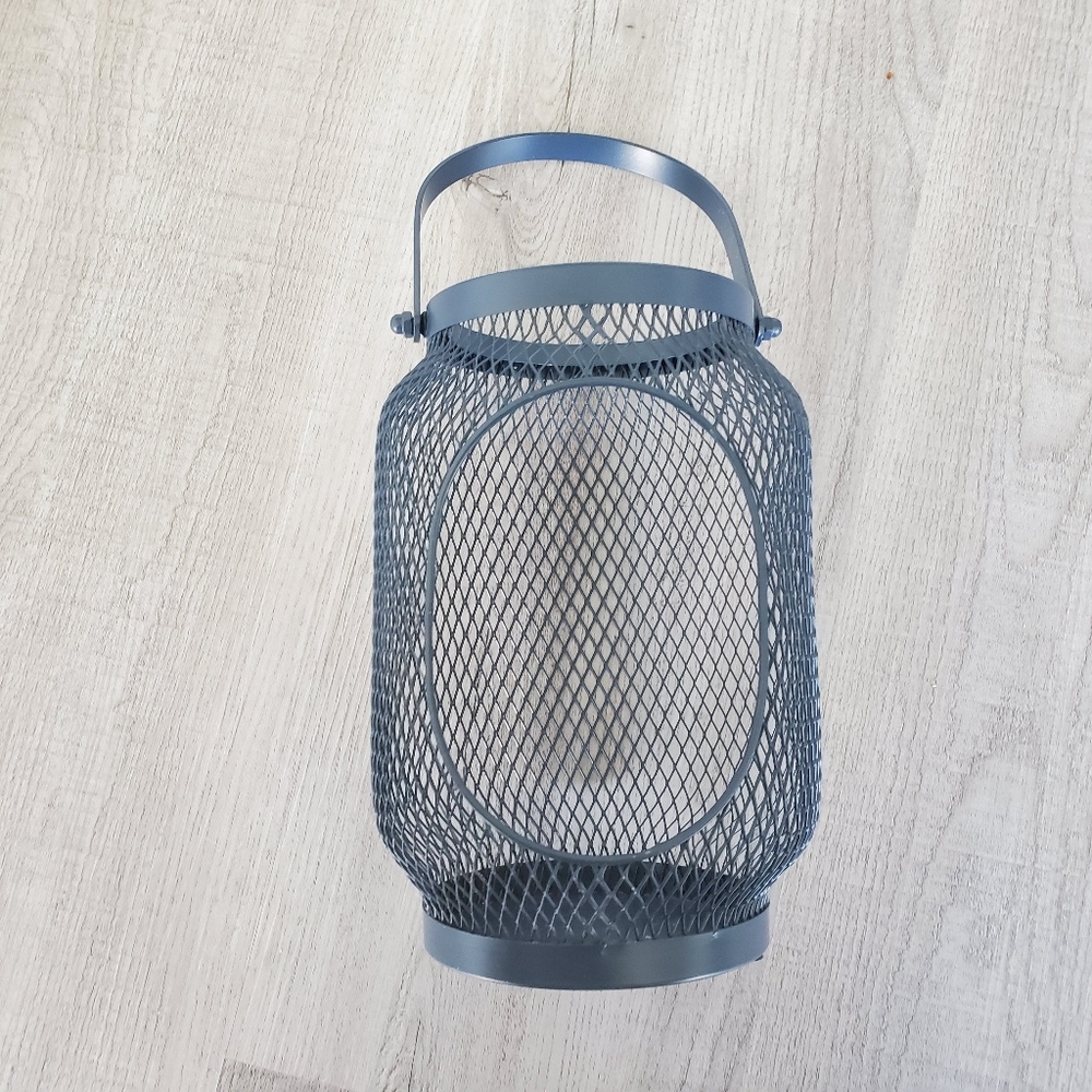 Blue Metal Hanging Basket Lantern